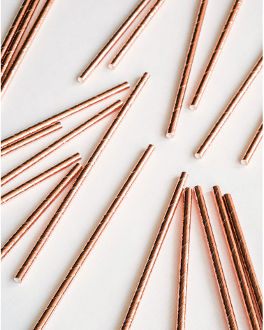 Straws 24pc Rose Gold paper