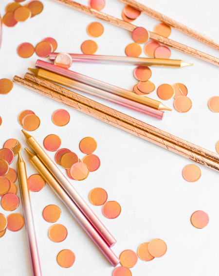 Straws 24pc Rose Gold paper