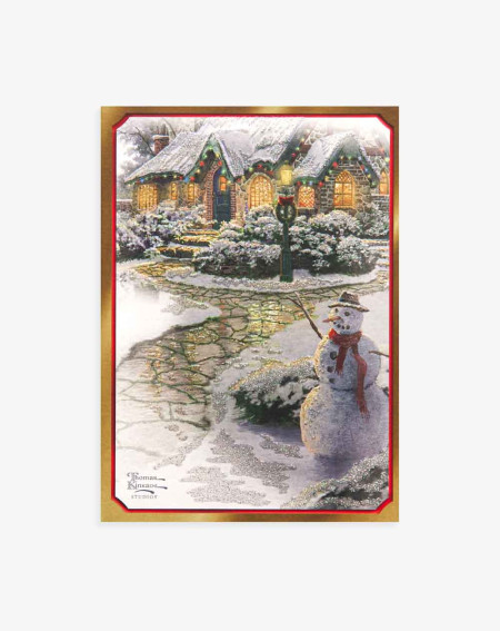 Hallmark Christmas Card Snowman and house - Agapics