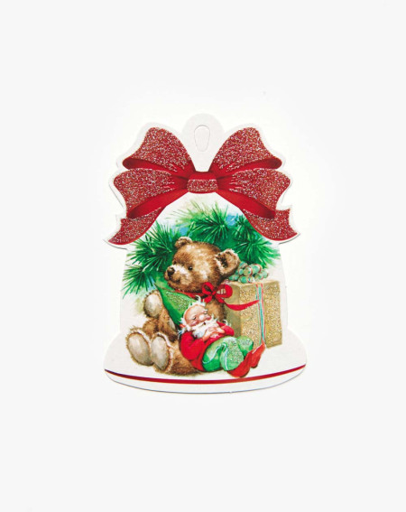 Small Christmas Card Teddy bear - Gift bag card - Agapics