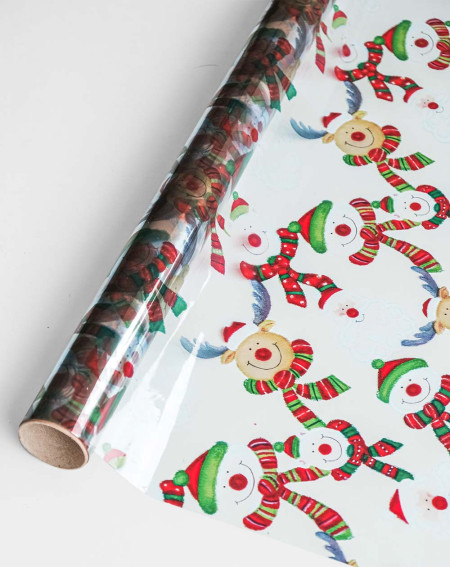 Wrapping Transparent Sheet Snowman 2m