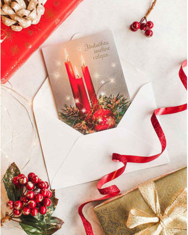 Christmas Card Red Candles - Agapics