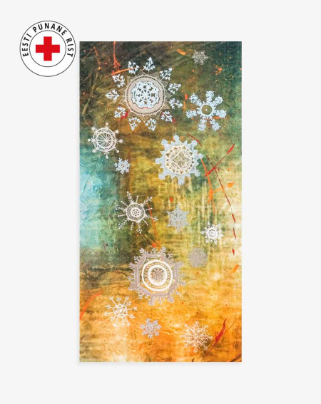 Card Red Cross Snowflakes