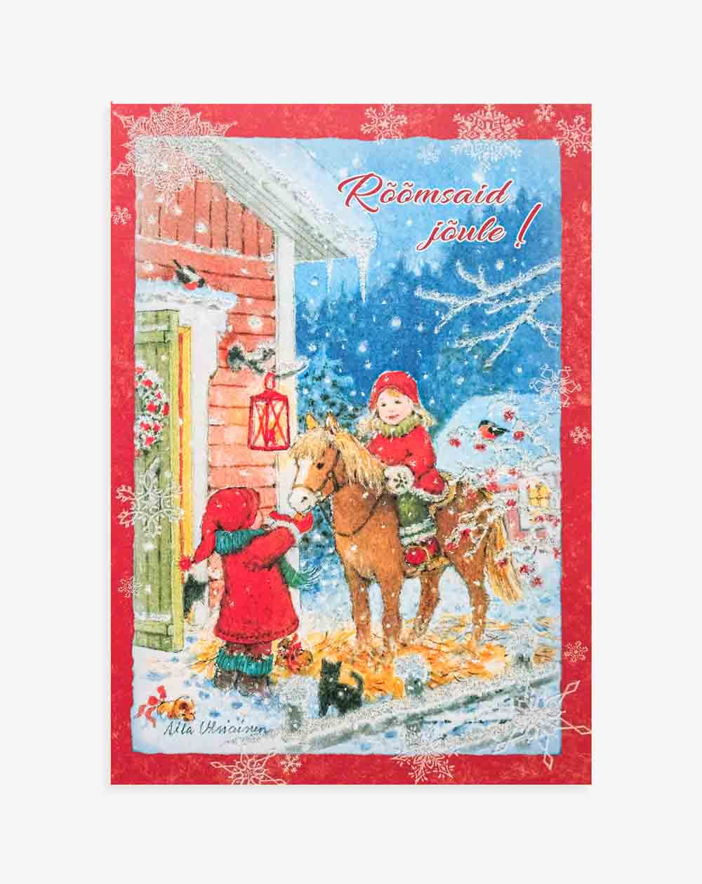 Christmas Card Children and horse - Agapics