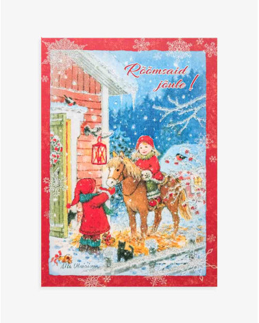 Christmas Card Children and horse - Agapics