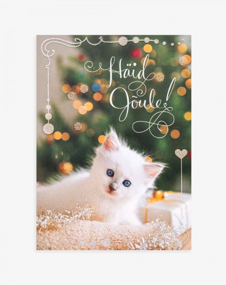 Hallmark Christmas Card White Kitten - Agapics