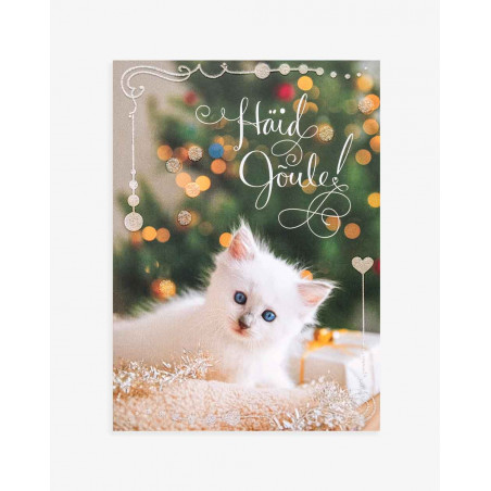 Hallmark Christmas Card White Kitten - Agapics