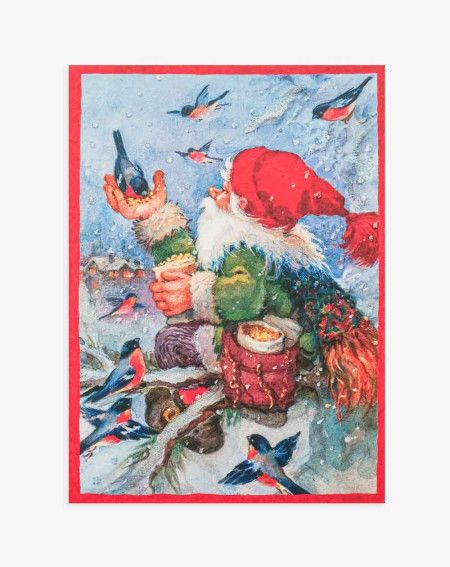 Christmas Card Elf and Bullfinch - Agapics