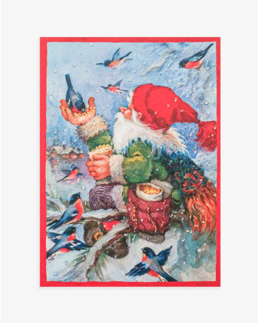 Christmas Card Elf and Bullfinch - Agapics