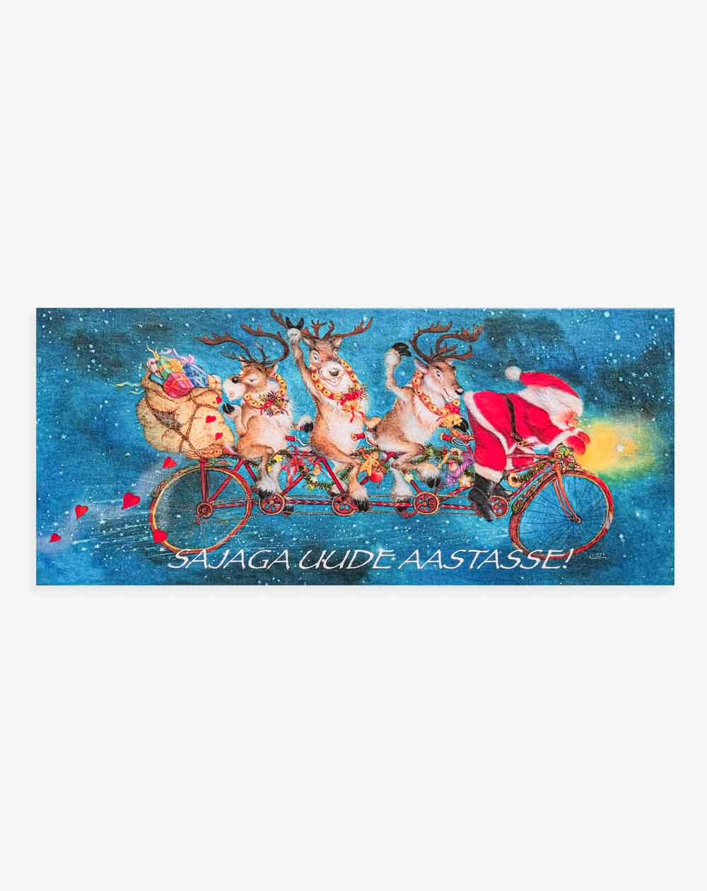 Christmas card Santa Claus with Reindeers - Agapics