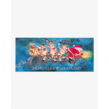 Christmas card Santa Claus with Reindeers - Agapics