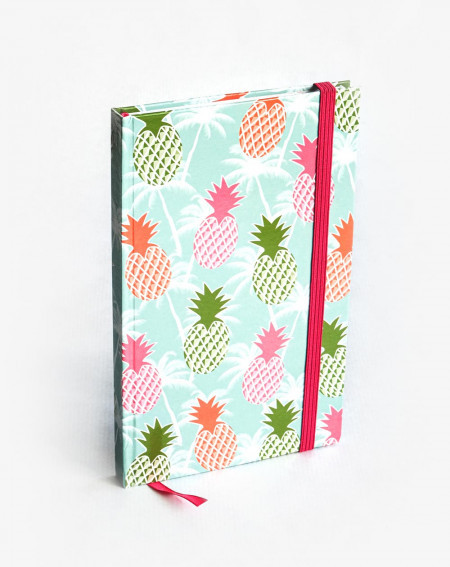 Notebook Pineapple with rubber string ruled