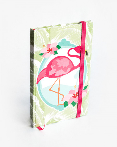 Notebook Flamingo with rubber string ruled