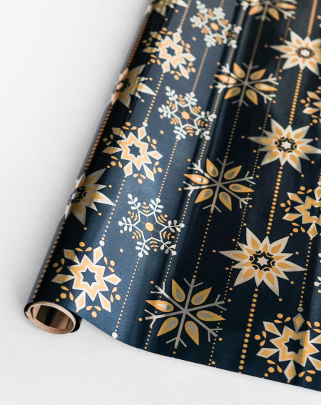 Wrapping Paper "Golden Snowflakes" 2m