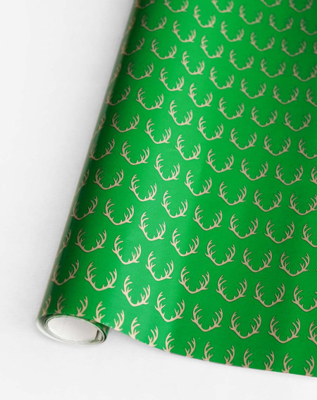 Wrapping Paper with Bow Guide "Horns" green 2mx70cm