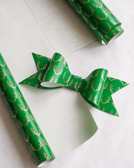 Wrapping Paper with Bow Guide "Horns" green 2mx70cm