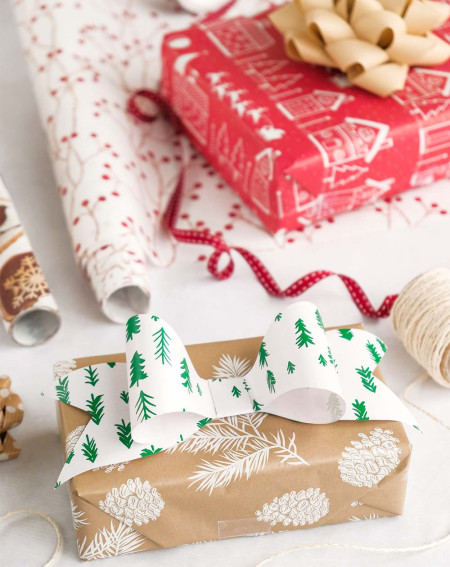 Wrapping Paper with Bow Guides "Spruces" 2m