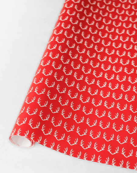 Wrapping Paper with Bow Guides "Horns" red 2m