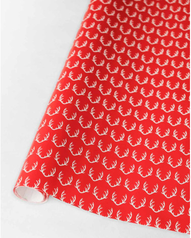 Wrapping Paper with Bow Guides "Horns" red 2m