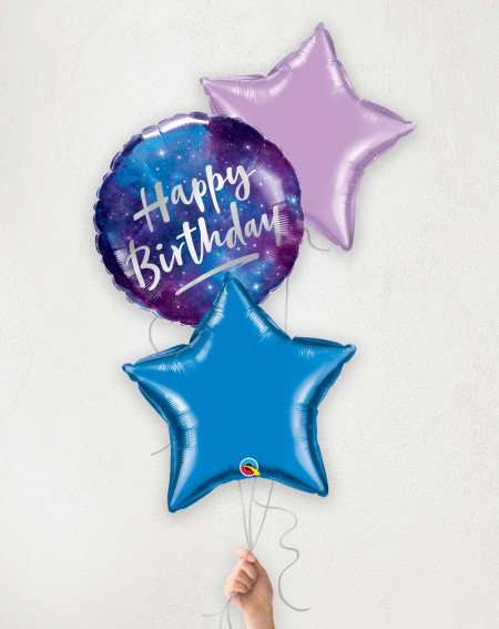 Õhupallibukett Lilla sünnipäev heeliumiga karbis