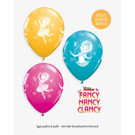 Balloons 6pc Fancy Nancy in a pack - Earth-friendly balloons - Agapics