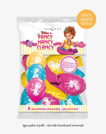 Balloons 6pc Fancy Nancy in a pack - Earth-friendly balloons - Agapics