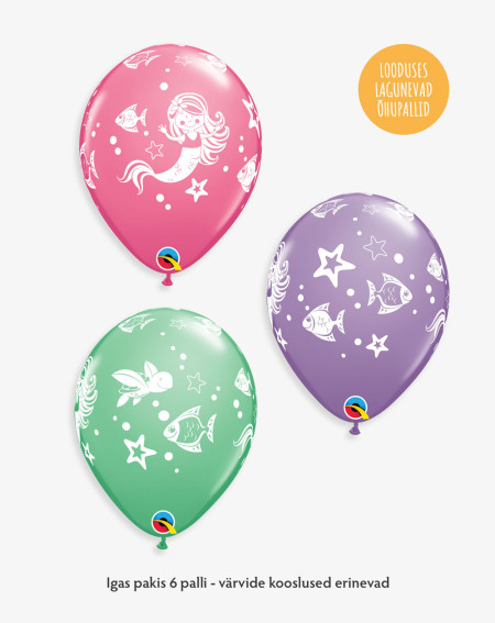 Balloon 6pc Mermaid in a pack - Earth-friendly balloons - Agapics