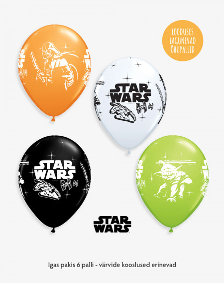 Balloons 6pc Star Wars in a pack - Earth-friendly balloons - Agapics