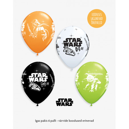 Balloons 6pc Star Wars in a pack - Earth-friendly balloons - Agapics