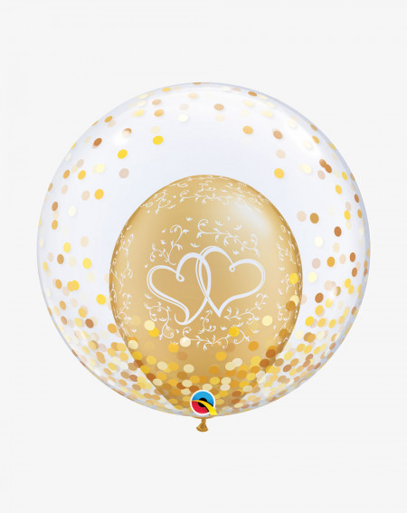 Balloons Golden hearts and dots