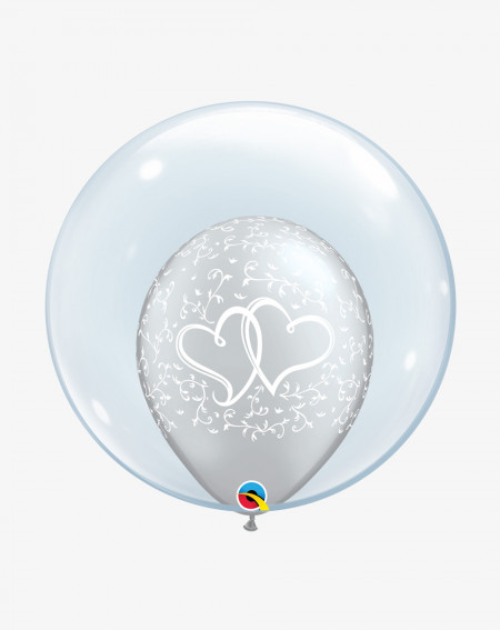 Balloons Hearts Pair Silver