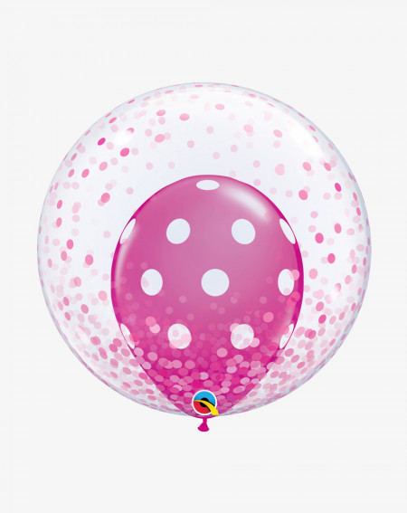 Balloons Dark Pink Dots with helium in a box