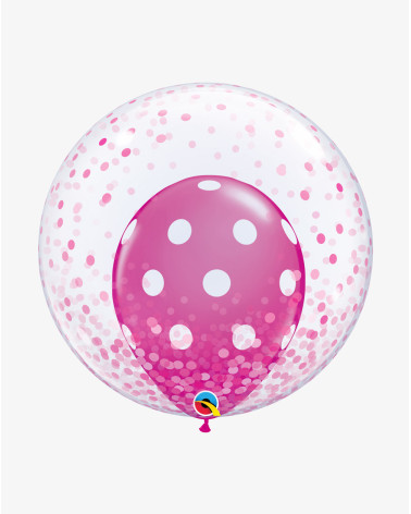 Balloons Dark Pink Dots with helium in a box