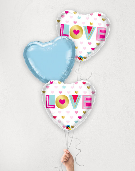 Balloon Bouquet Blue Love with helium in a box