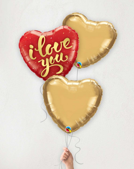 Balloon Bouquet Love You Gold with helium in a box
