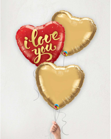 Balloon Bouquet Love You Gold with helium in a box