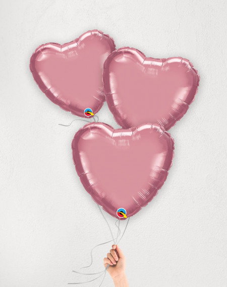 Balloon bouquet Pink Hearts with helium in a box