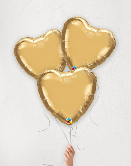 Balloon bouquet Golden Hearts with helium in a box