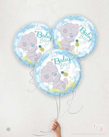 Balloon bouquet Teddy Blue with helium in a box