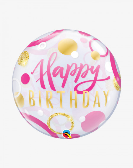 Balloon Pink and gold birthday - Agapics