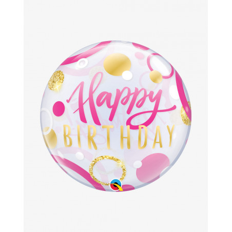 Balloon Pink and gold birthday - Agapics