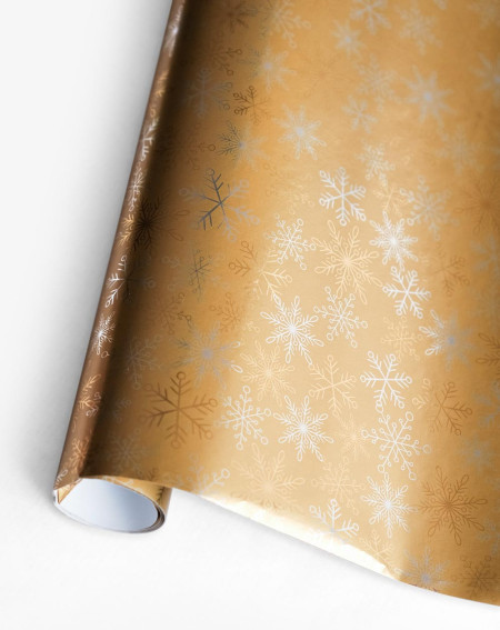 Wrapping paper Snowflakes golden 1,5m