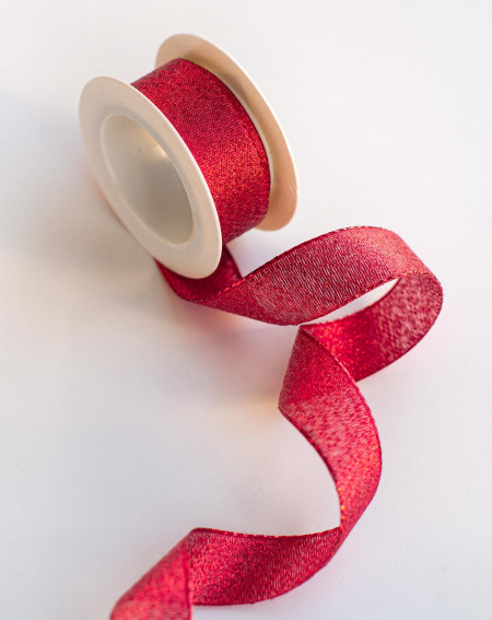 Caspari Solid Red Satin Wired Ribbon
