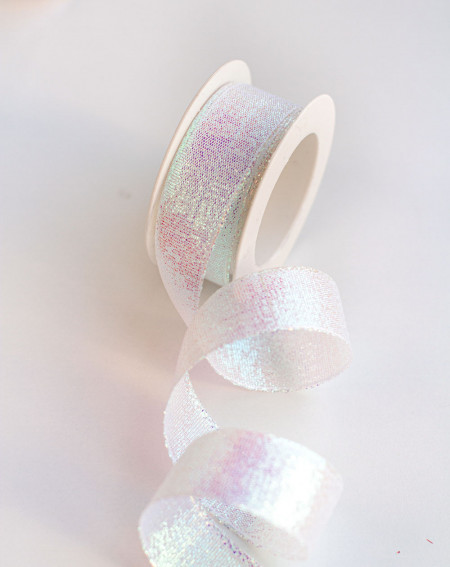 Ribbon Fabric Sparkling White 3m - Agapics