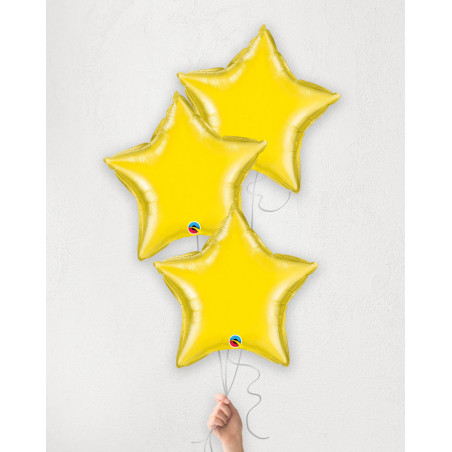 Õhupallibukett Kollased tähed heeliumiga karbis
