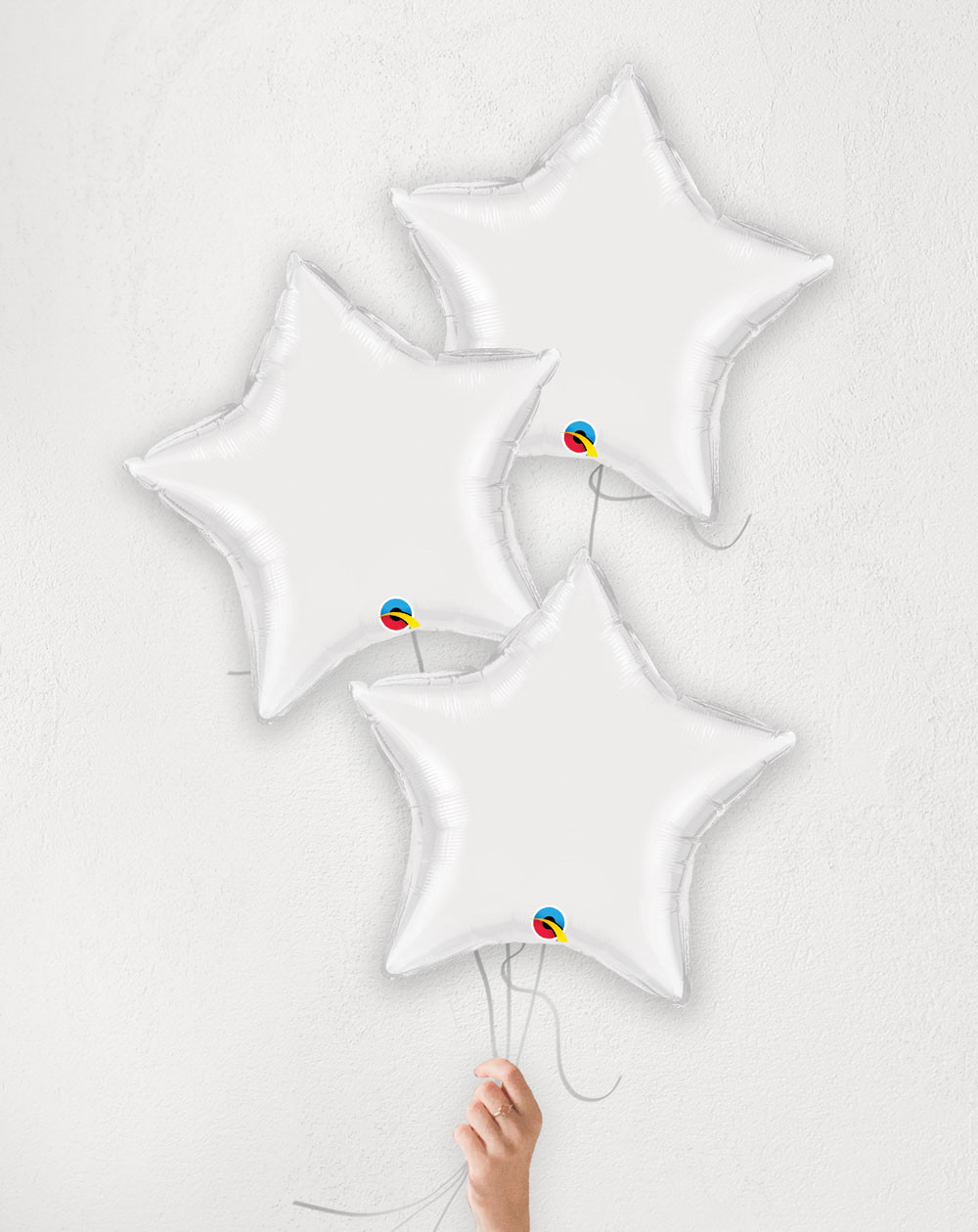 Balloon Bouquet White Stars with helium in a box