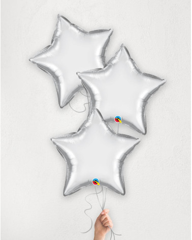 Balloon Bouquet Silver Stars with helium in a box