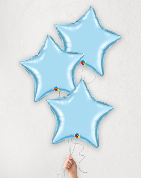 Balloon Bouquet Light Blue Stars with helium in a box