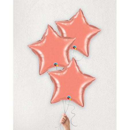 Balloon Bouquet Coral Stars with helium in a box