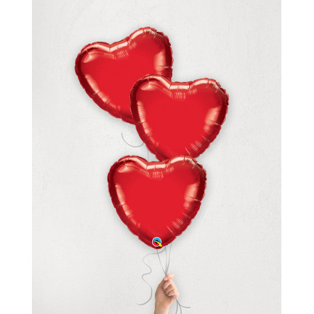 Õhupallibukett Punased südamed heeliumiga karbis